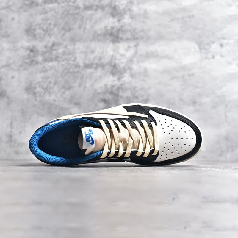 AJ1 White Blue Fujiwara Hiroshi Joint Lightning Hook Qiao 1 Casual Shoes