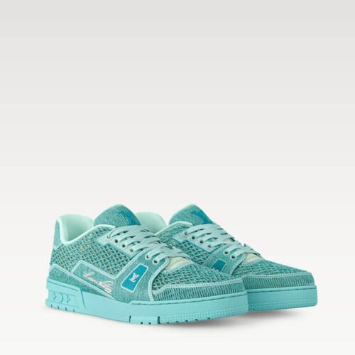LV Trainer Sneaker Turquoise Blue 1AHTQT Raffia