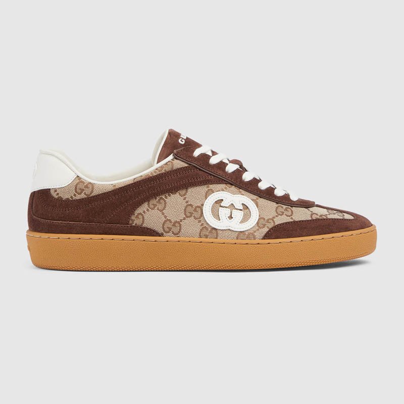 Gucci beige and dark brown GG canvas shoes 791742 AAEGA 2242