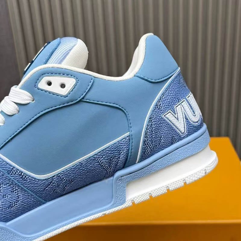 LV Trainer Sneaker 1AHTUZ Blue Monogram nubuck calf leather