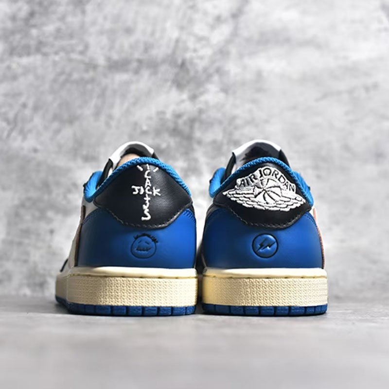 AJ1 White Blue Fujiwara Hiroshi Joint Lightning Hook Qiao 1 Casual Shoes
