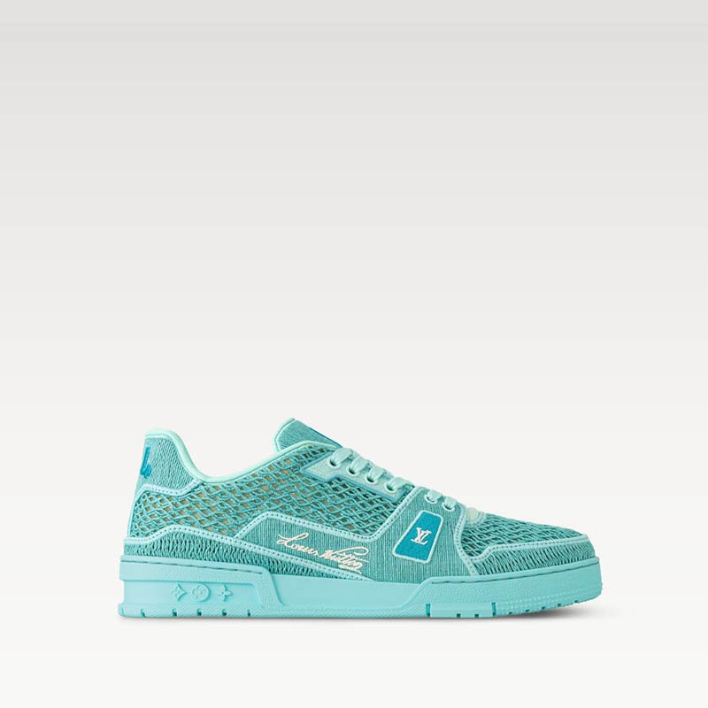 LV Trainer Sneaker Turquoise Blue 1AHTQT Raffia