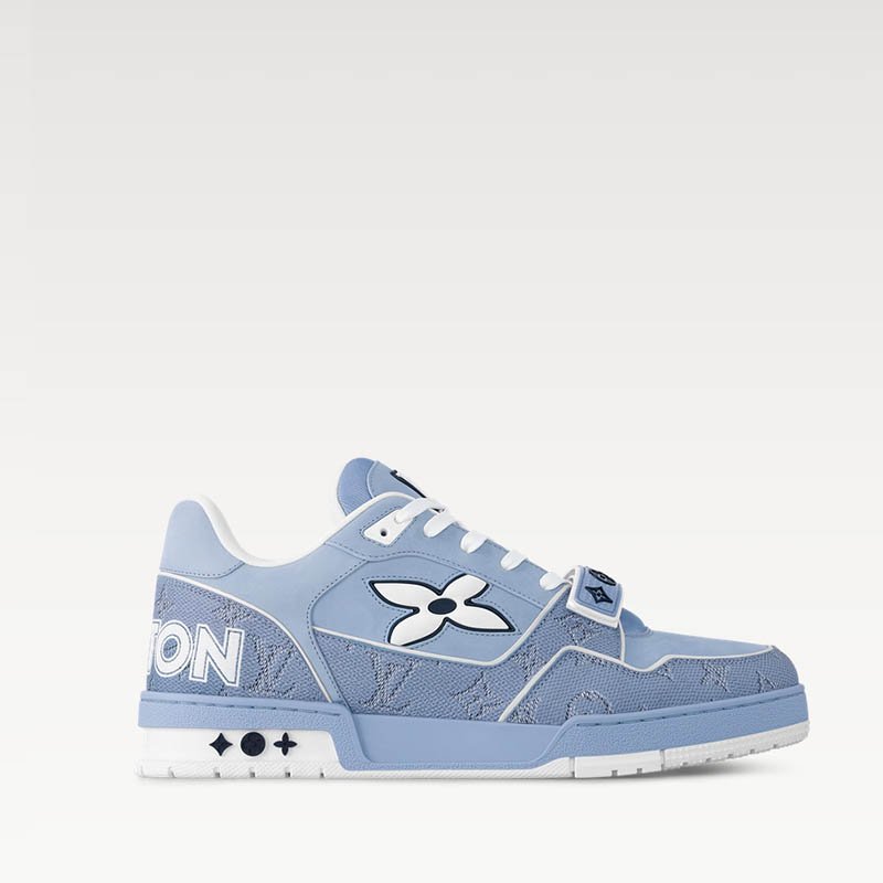 LV Trainer Sneaker 1AHTUZ Blue Monogram nubuck calf leather