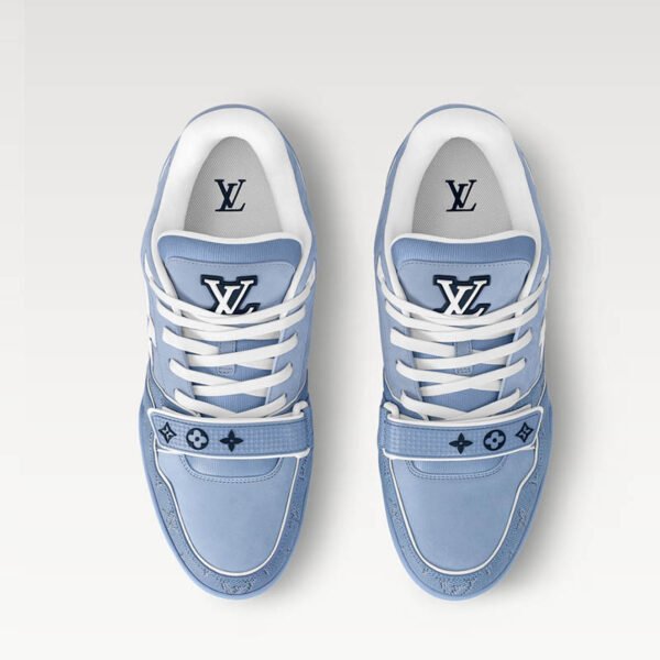 LV Trainer Sneaker 1AHTUZ Blue Monogram nubuck calf leather