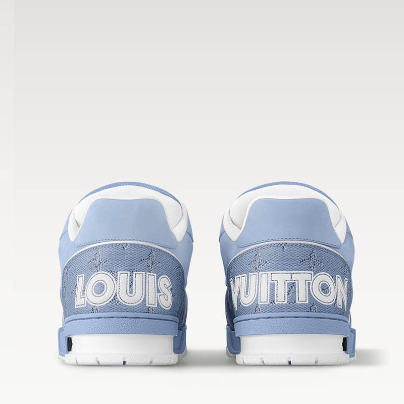LV Trainer Sneaker 1AHTUZ Blue Monogram nubuck calf leather