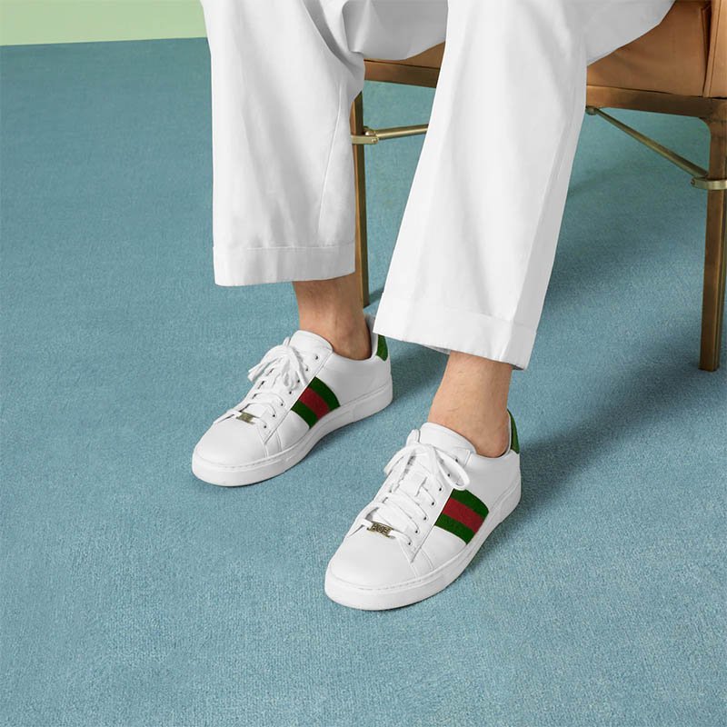 Men's Gucci Ace sneaker with Web Variationwhite leather