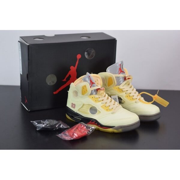 Off White x Air Jordan 5 Retro Sail/Plot twist