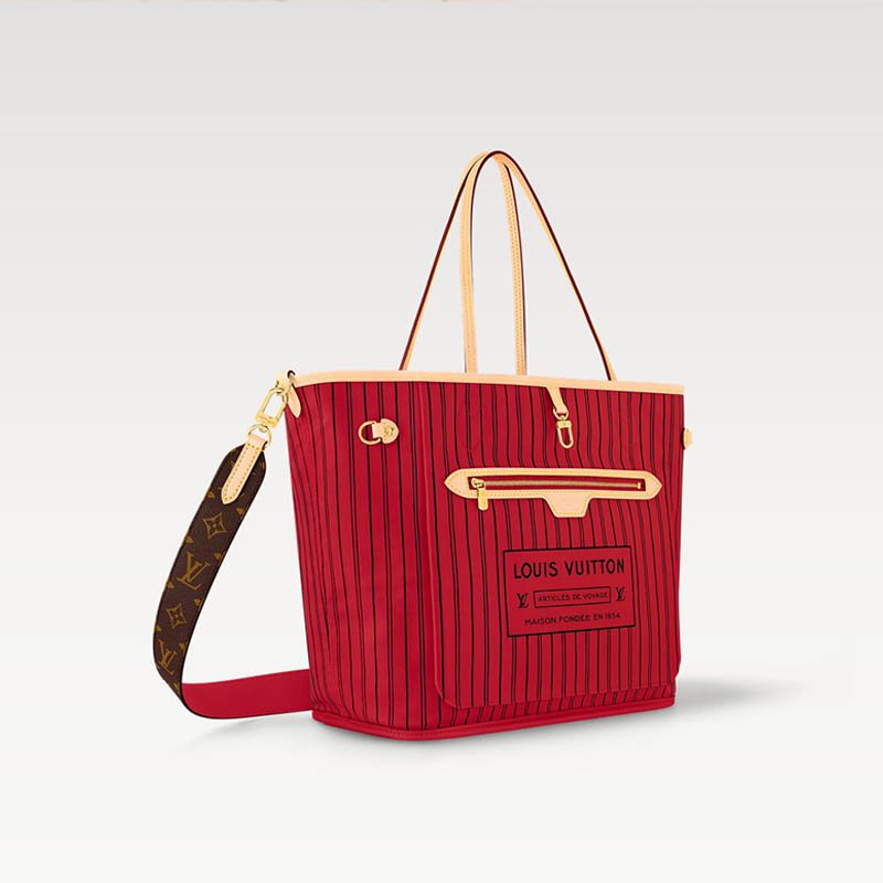 Neverfull Bandoulière Inside Out MM M12096 Monogram/Rouge Sari