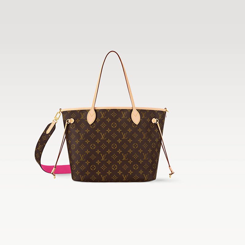 Neverfull Bandoulière Inside Out MM M12257 Monogram/Rose Pondichery
