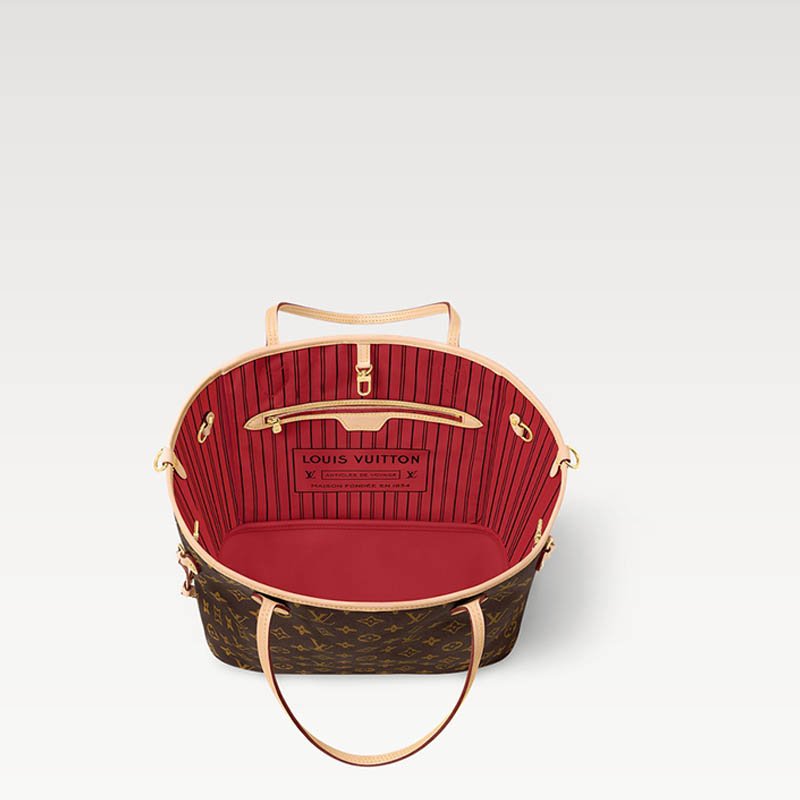 Neverfull Bandoulière Inside Out MM M12096 Monogram/Rouge Sari